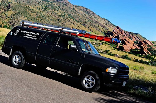 Radon testing and mitigation service truck in Fort Collins, Colorado